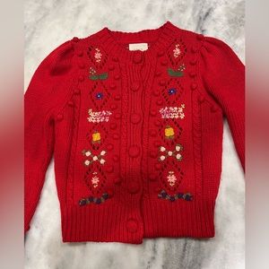 Doen Forget Me Not Cardigan in red with hand embroidery XS